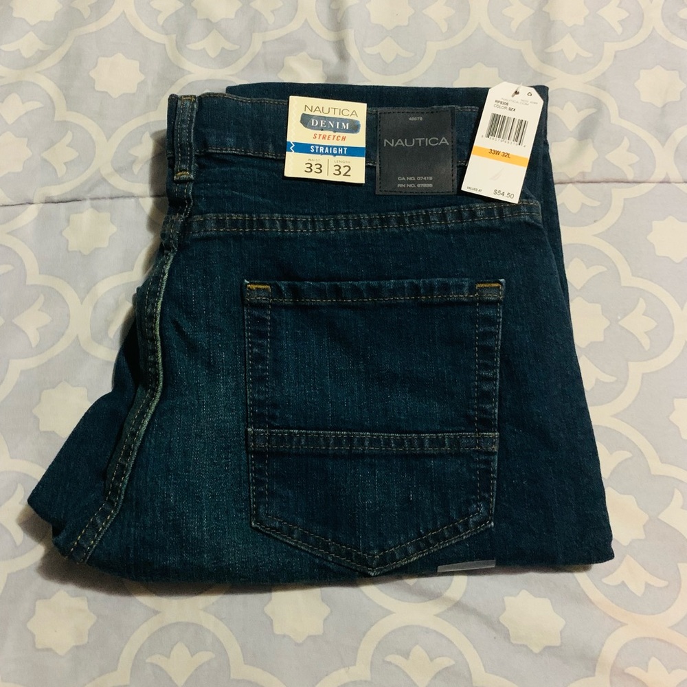 Nautica mens denim jeans stretch straight 33 x 32
